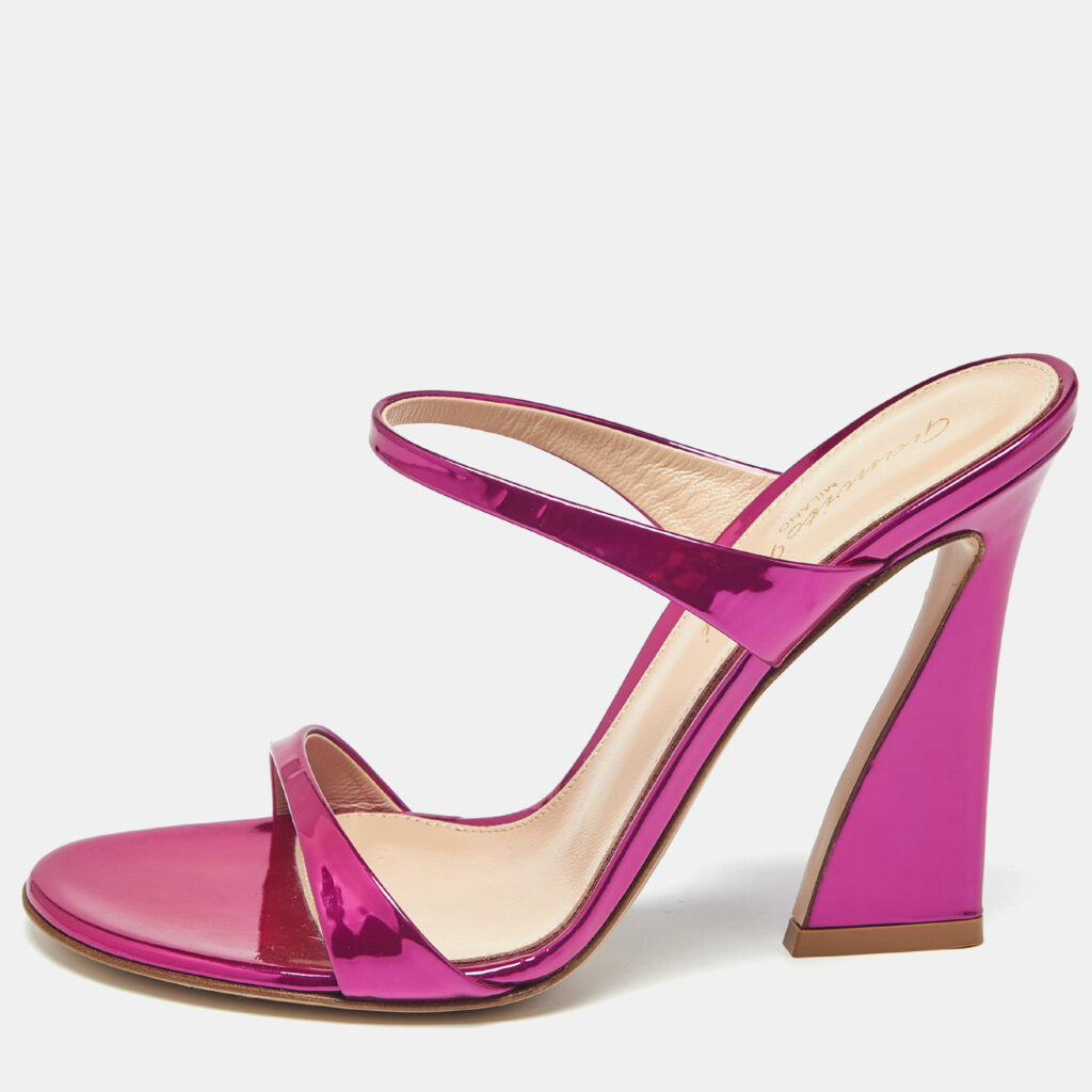 Gianvito Rossi Metallic Pink Leather Aura Sandals Size 36