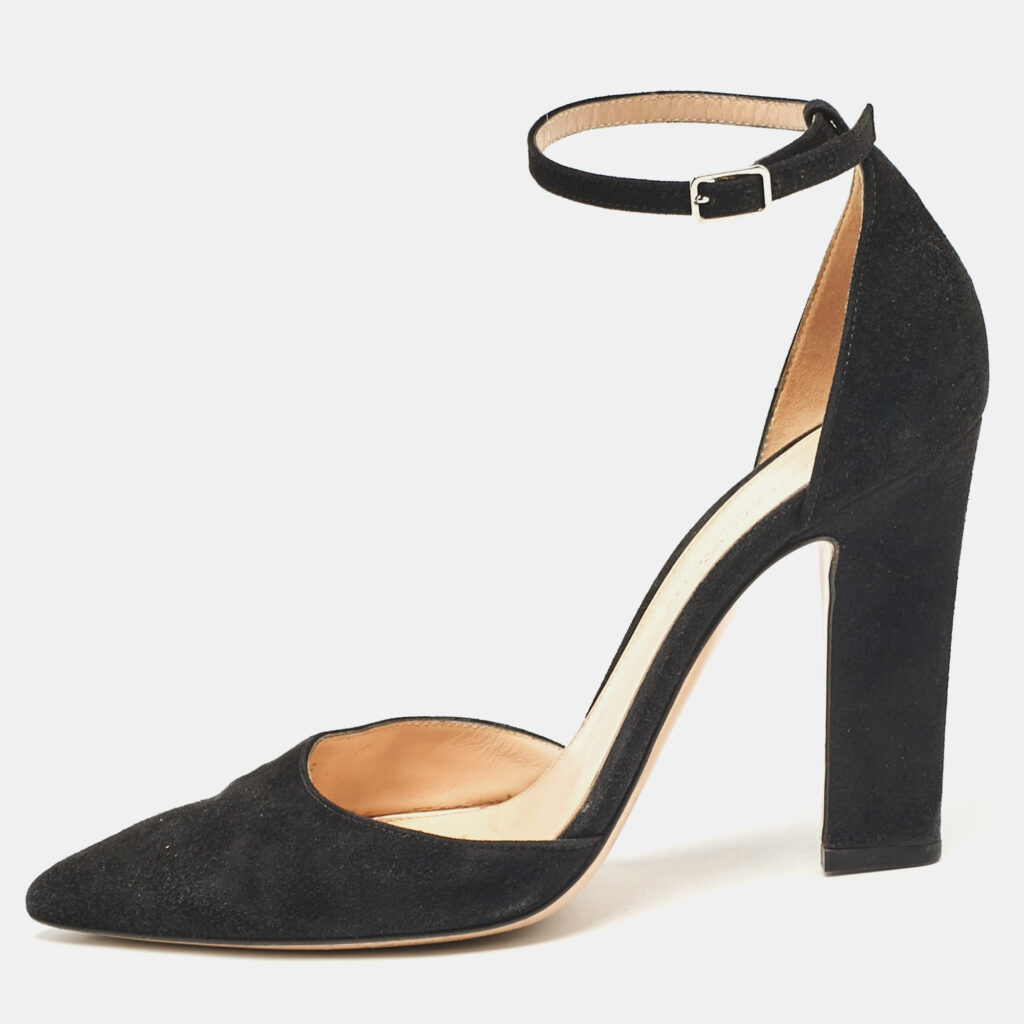 Gianvito Rossi Black Suede Ankle Strap Pumps Size 37.5 Gianvito Rossi Black Suede Ankle Strap Pumps Size 37.5