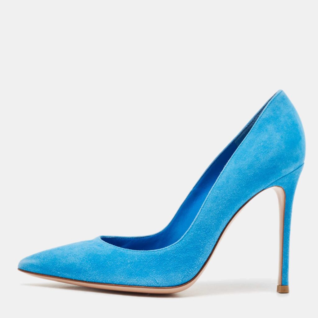 Gianvito Rossi Blue Suede Pointed Toe Pumps Size 37 Gianvito Rossi Blue Suede Pointed Toe Pumps Size 37
