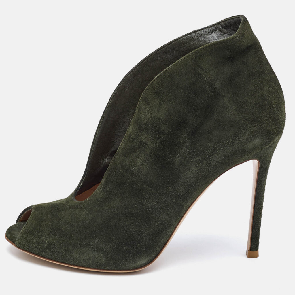 Gianvito Rossi Green Suede Vamp Boots Size 37.5 Gianvito Rossi Green Suede Vamp Boots Size 37.5