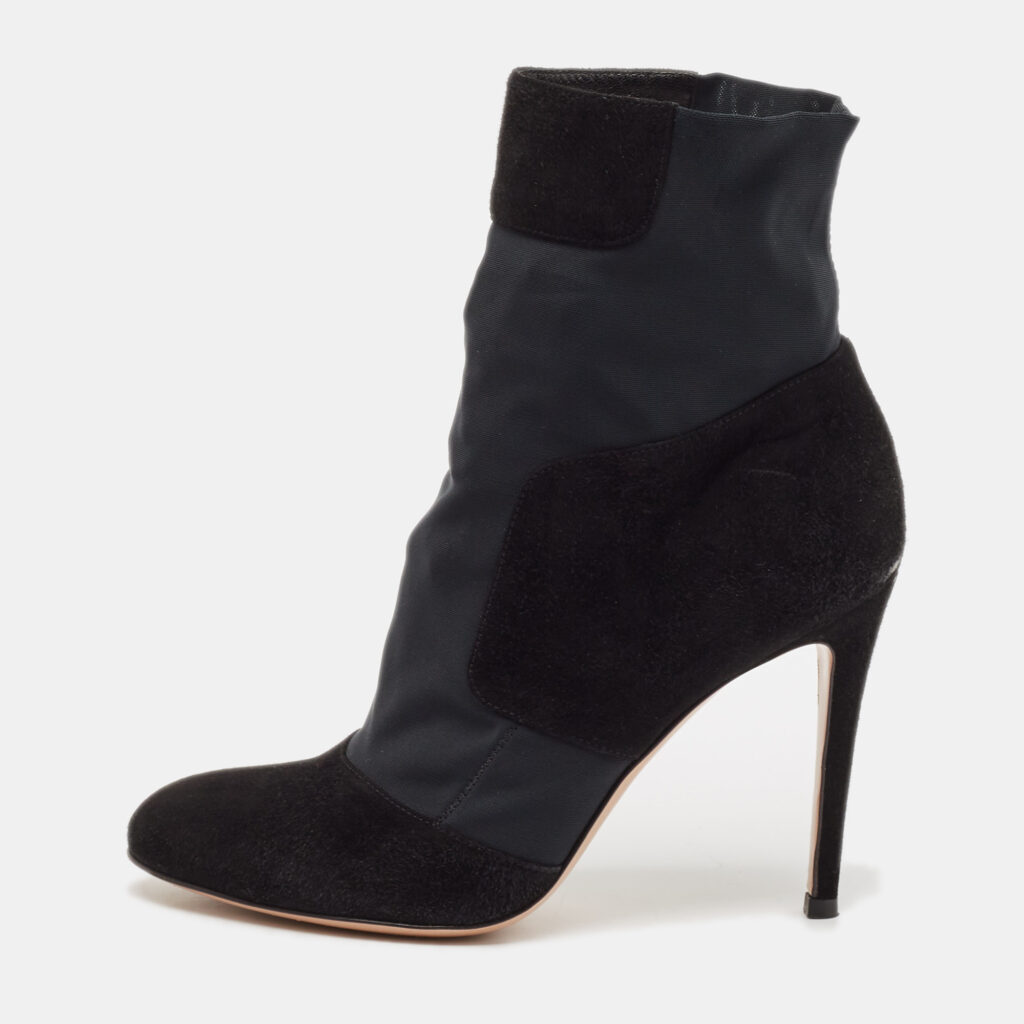 Gianvito Rossi Black Nylon and Suede Ankle Length Boots Size 37 Gianvito Rossi Black Nylon and Suede Ankle Length Boots Size 37