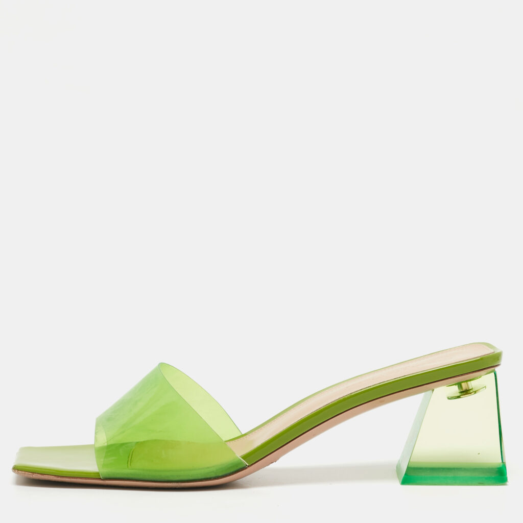Gianvito Rossi Green PVC Cosmic Slide Sandals Size 41