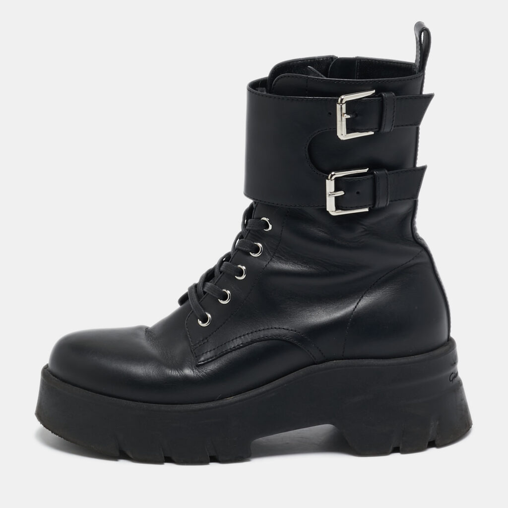 Gianvito Rossi Black Leather Marloe Combat Boots Size 38 Gianvito Rossi Black Leather Marloe Combat Boots Size 38