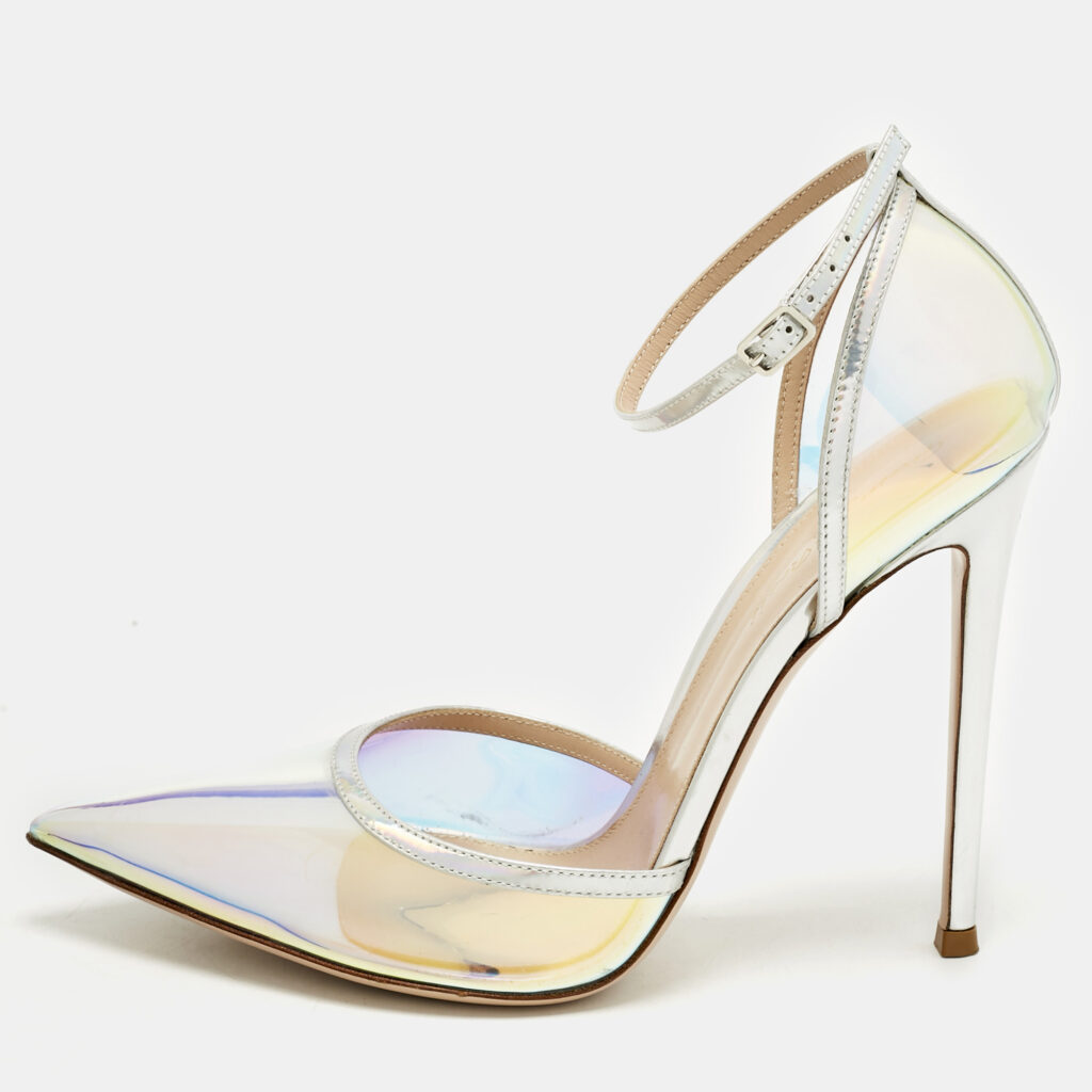 Gianvito Rossi Iridescent Leather and PVC Ankle Strap Pumps Size 40.5 Gianvito Rossi Iridescent Leather and PVC Ankle Strap Pumps Size 40.5