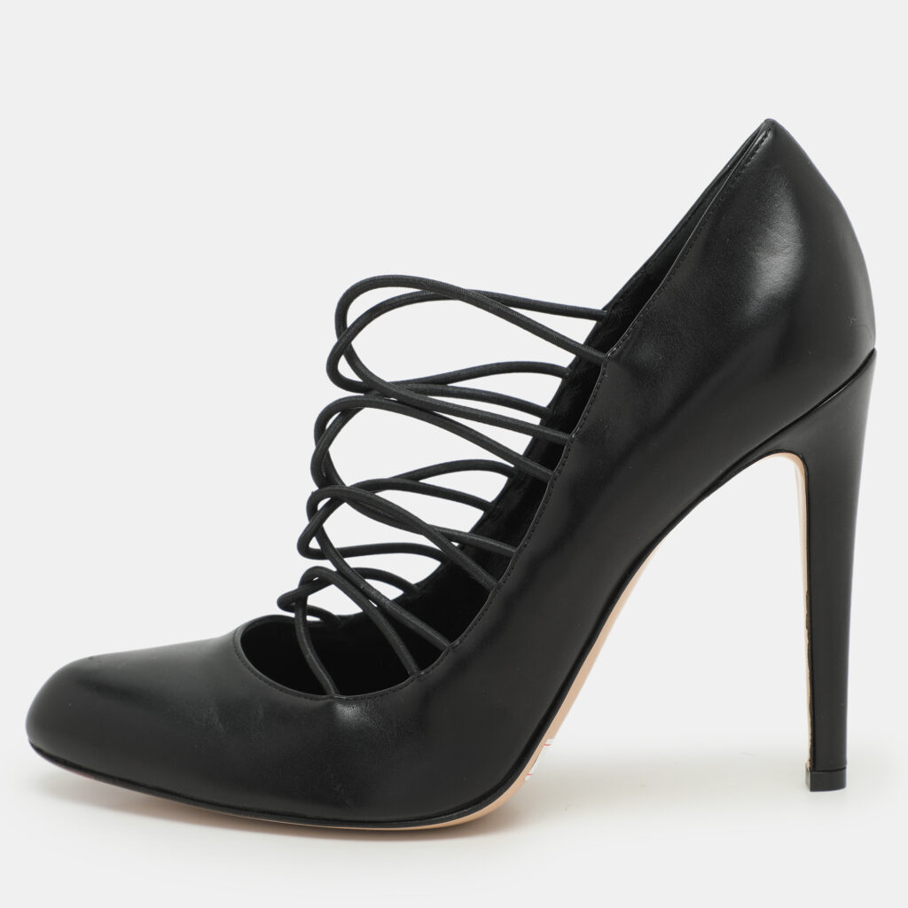 Gianvito Rossi Black Leather Strappy Pumps Size 38.5