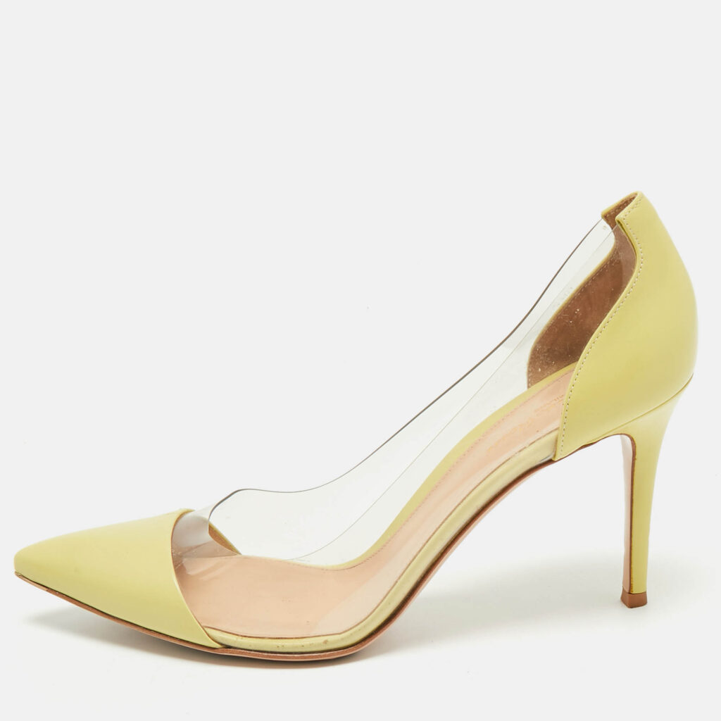 Gianvito Rossi Green Leather and PVC Plexi Pumps Size 41