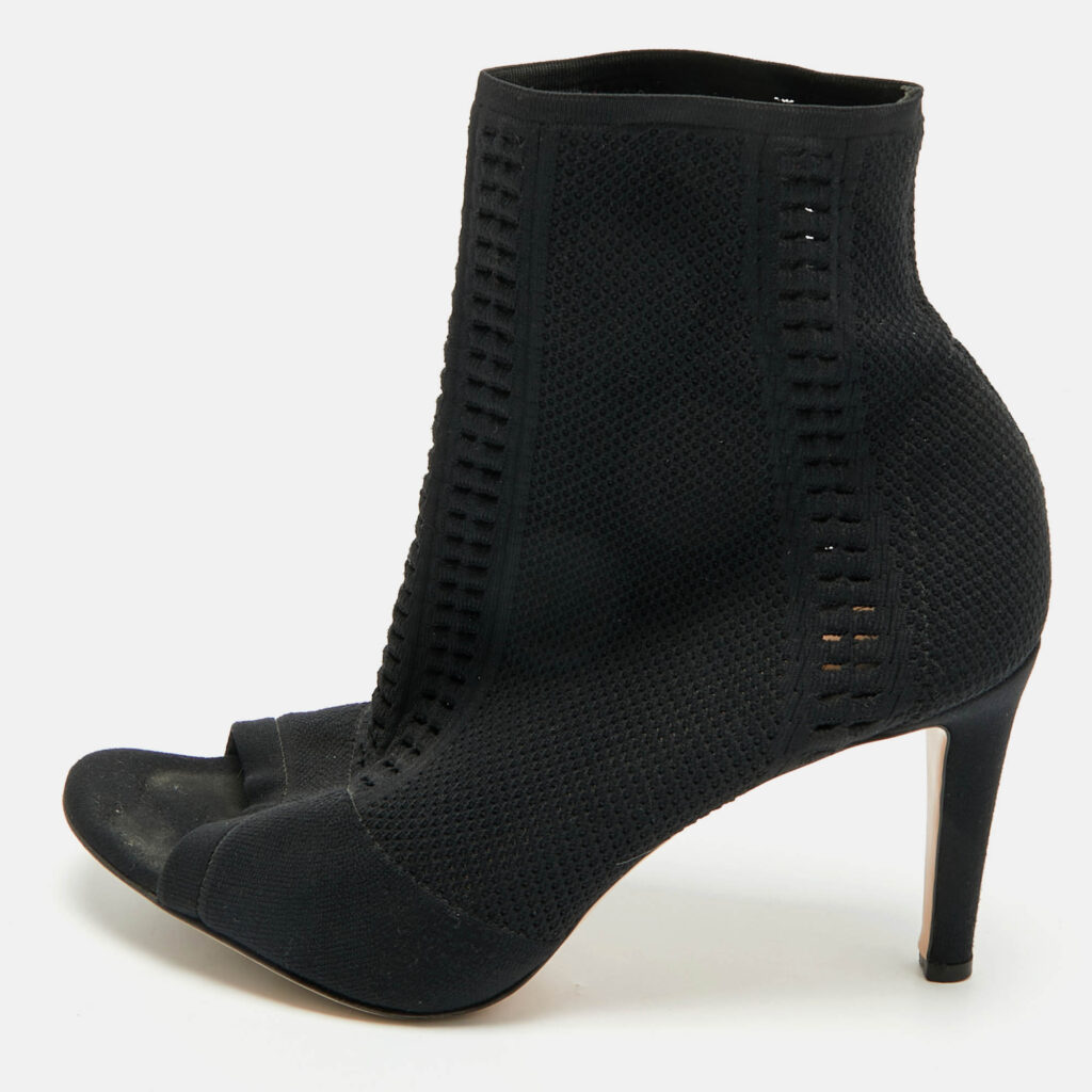 Gianvito Rossi Black Knit Fabric Peep Toe Ankle Length Boots Size 41 Gianvito Rossi Black Knit Fabric Peep Toe Ankle Length Boots Size 41