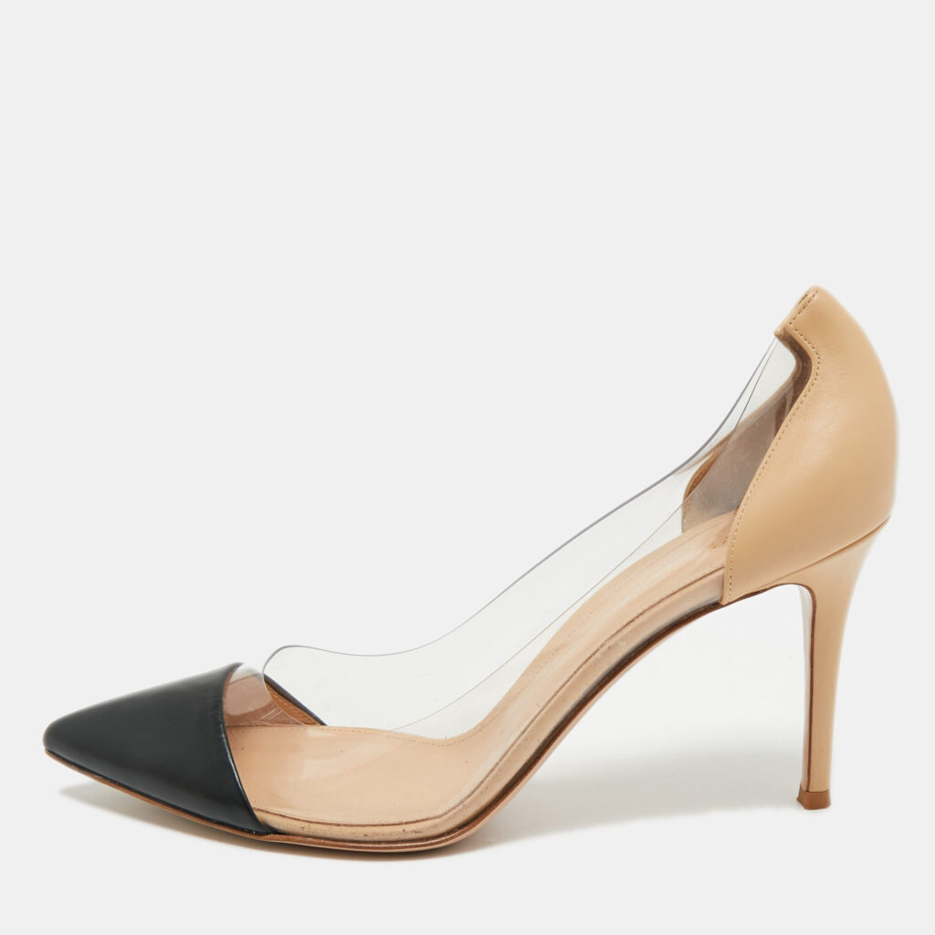 Gianvito Rossi Two Tone Patent Leather and PVC Plexi Pumps Size 41