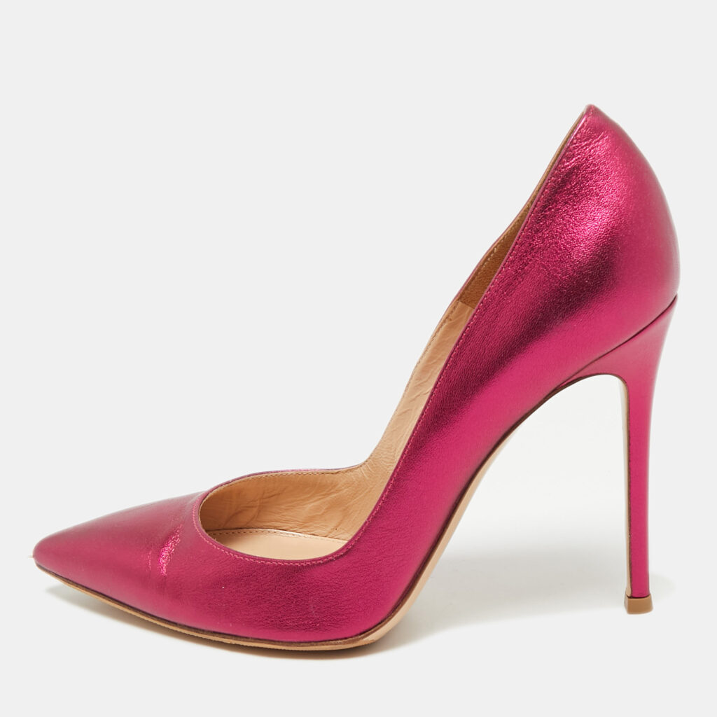 Gianvito Rossi Metallic Pink Leather Plexi Pumps Size 39 Gianvito Rossi Metallic Pink Leather Plexi Pumps Size 39