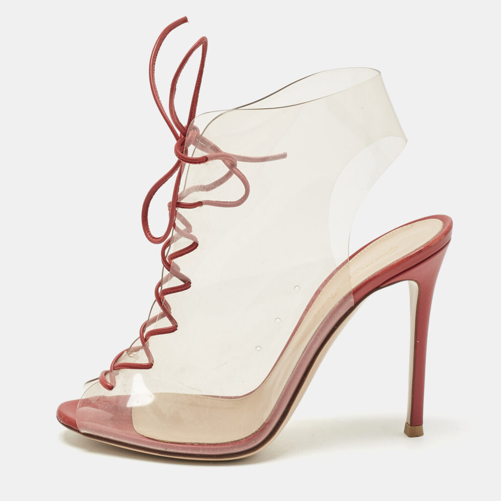 Gianvito Rossi Red PVC and Leather Helmut Boots Size 39 Gianvito Rossi Red PVC and Leather Helmut Boots Size 39