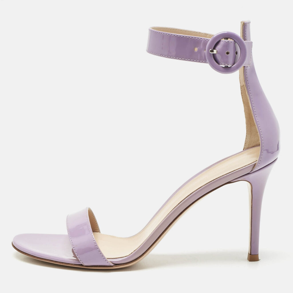 Gianvito Rossi Lilac Patent Leather Portofino Sandals Size 39
