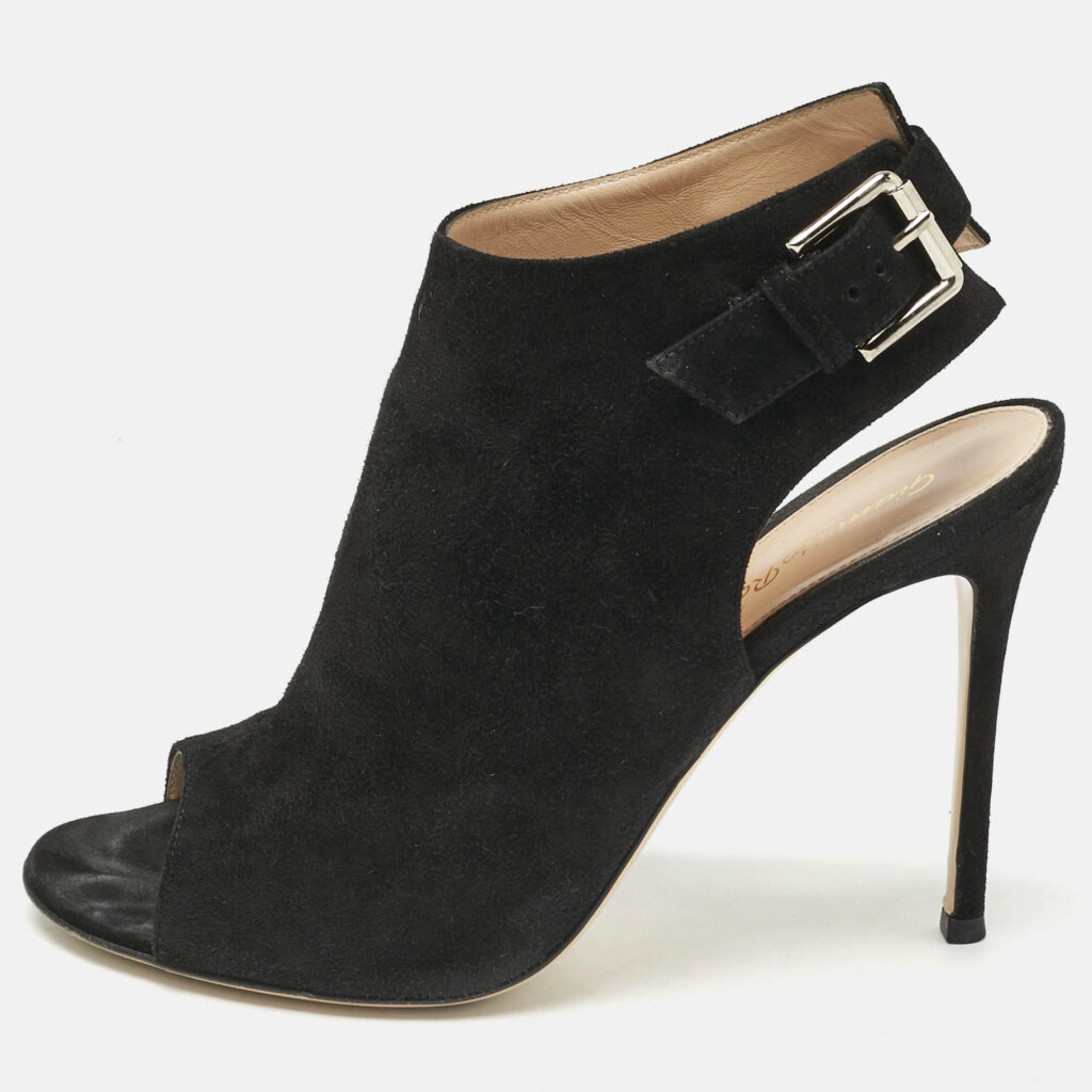 Gianvito Rossi Black Suede Open Toe Slingback Sandals Size 39.5 Gianvito Rossi Black Suede Open Toe Slingback Sandals Size 39.5