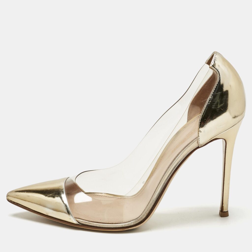 Gianvito Rossi Gold/Transparent Patent Leather and PVC Plexi Pumps Size 41 Gianvito Rossi Gold/Transparent Patent Leather and PVC Plexi Pumps Size 41