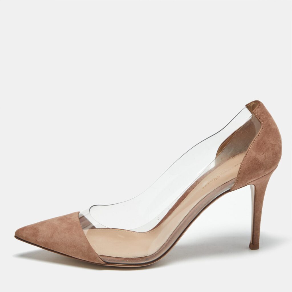 Gianvito Rossi Beige/Transparent Suede and PVC Plexi Pumps Size 40 Gianvito Rossi Beige/Transparent Suede and PVC Plexi Pumps Size 40