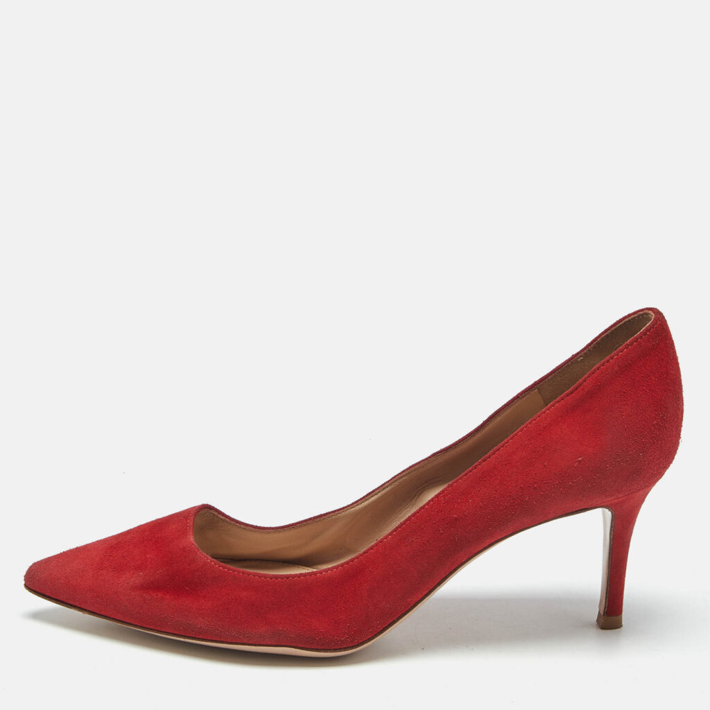 Gianvito Rossi Red Suede Pointed Toe Pumps Size 37 Gianvito Rossi Red Suede Pointed Toe Pumps Size 37