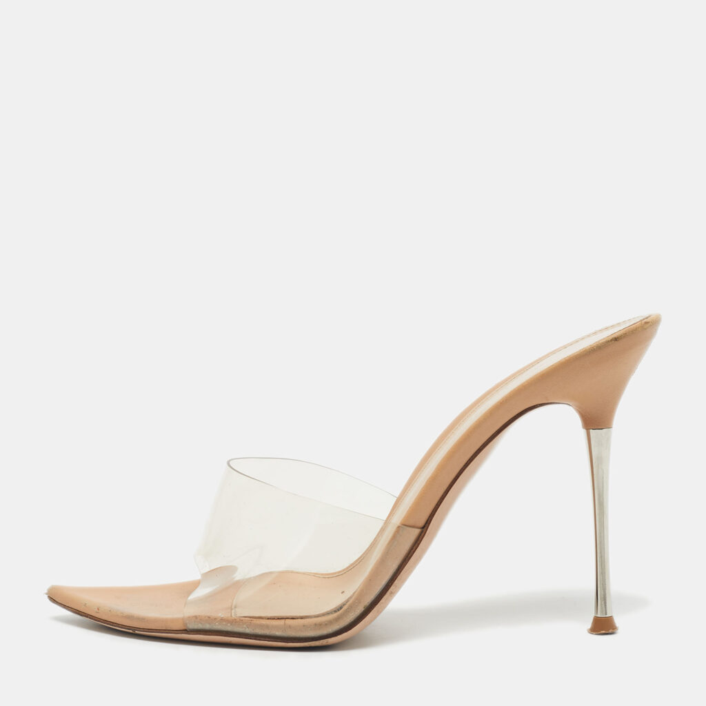 Gianvito Rossi Beige PVC Elle Slide Sandals Size 36.5 Gianvito Rossi Beige PVC Elle Slide Sandals Size 36.5