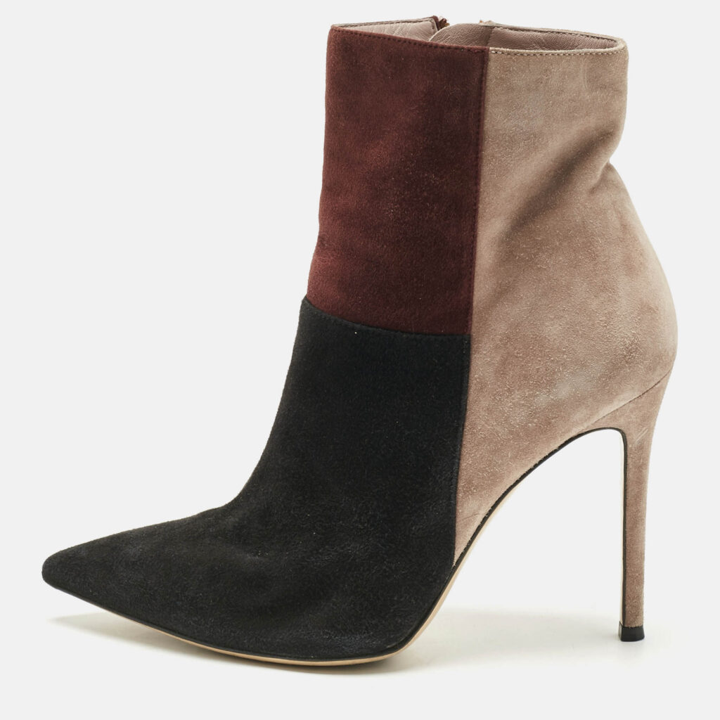 Gianvito Rossi Tricolor Suede Colorblock Zip Ankle Length Boots Size 38 Gianvito Rossi Tricolor Suede Colorblock Zip Ankle Length Boots Size 38