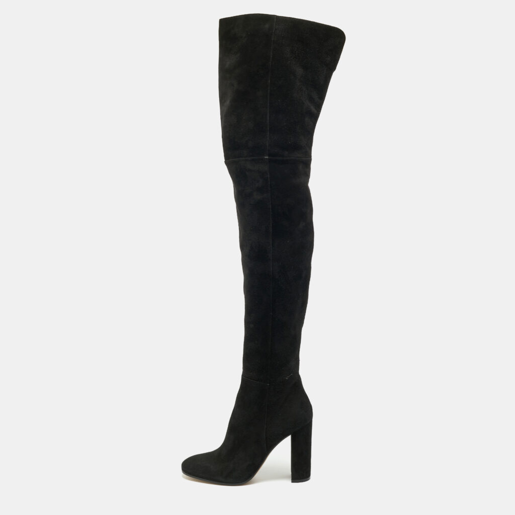 Gianvito Rossi Black Suede Knee Length Boots Size 39