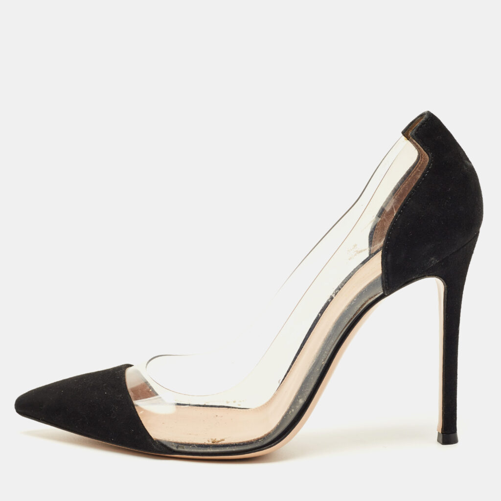 Gianvito Rossi Black PVC and Suede Plexi Pumps Size 37 Gianvito Rossi Black PVC and Suede Plexi Pumps Size 37