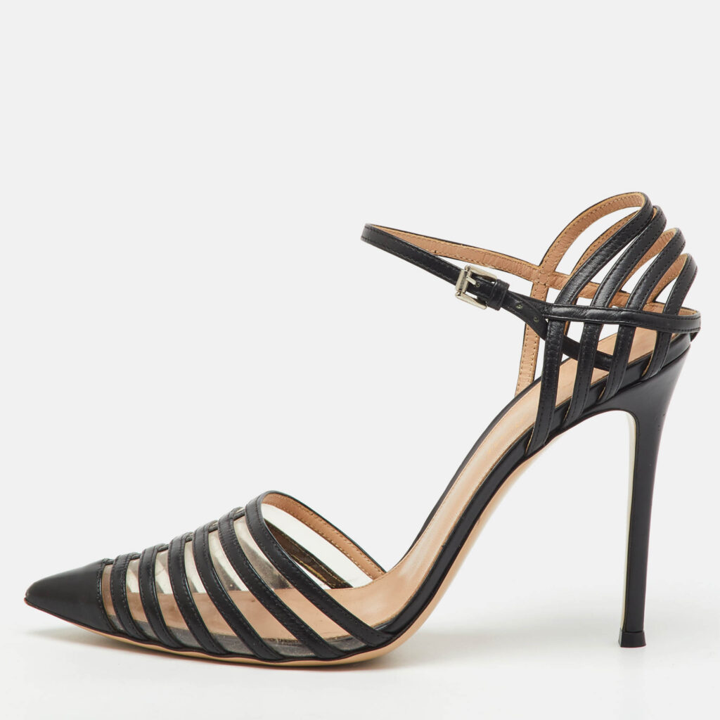 Gianvito Rossi Black Leather and PVC Strappy Pumps Size 40