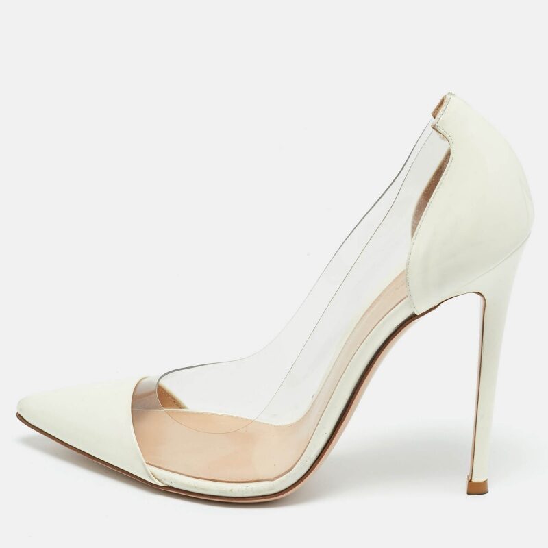 Gianvito Rossi White Patent Leather and PVC Plexi Pointed Toe Pumps 38.5 Gianvito Rossi White Patent Leather and PVC Plexi Pointed Toe Pumps 38.5