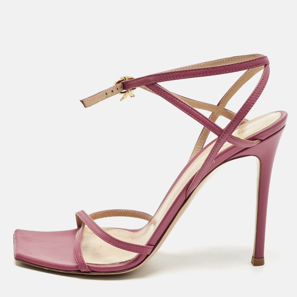 Gianvito Rossi Pink Leather Georgina Sandals Size 38.5