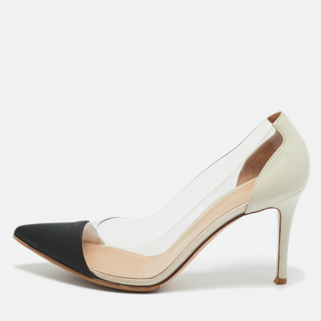 Gianvito Rossi Tricolor Fabric and Leather Plexi Pumps Size 39