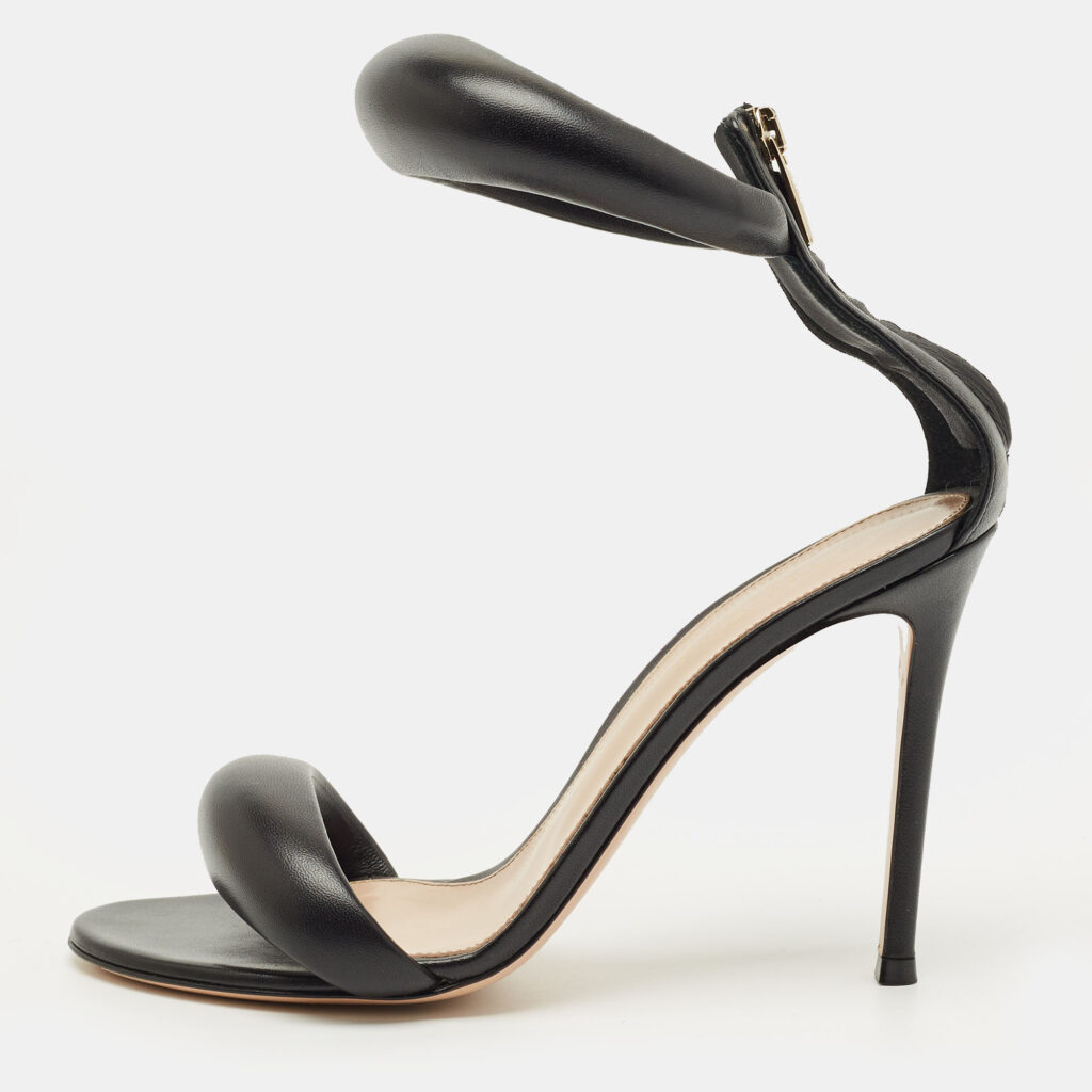 Gianvito Rossi Black Leather Bijoux Ankle Strap Sandals Size 39