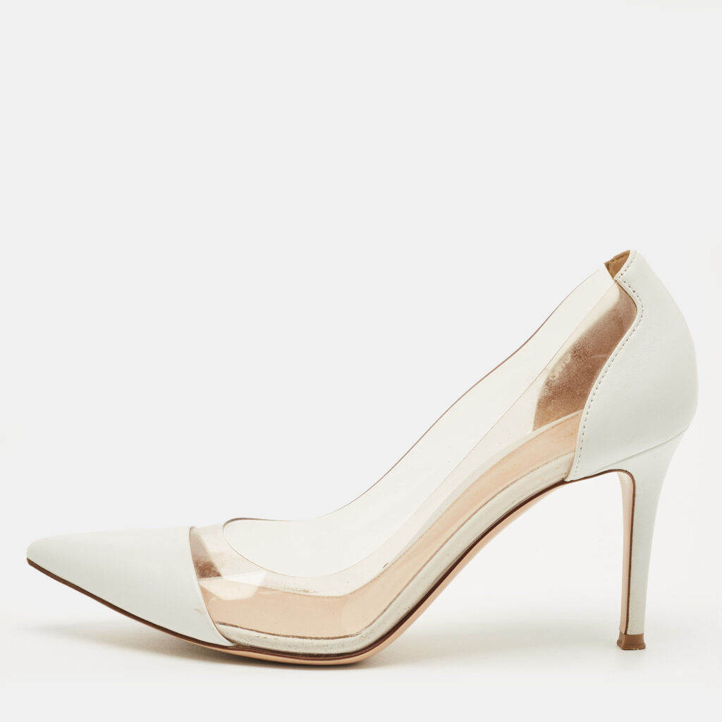 Gianvito Rossi White/Transparent Leather and PVC Plexi Pumps Size 38.5 Gianvito Rossi White/Transparent Leather and PVC Plexi Pumps Size 38.5