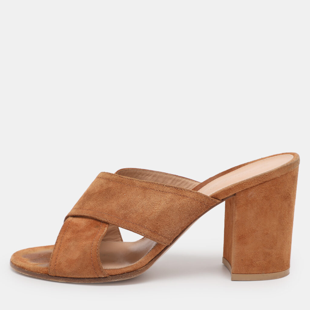 luxury-women-gianvito-rossi-used-shoes-p1225008-001.jpg Gianvito Rossi Brown Suede Slide Sandals Size 38.5