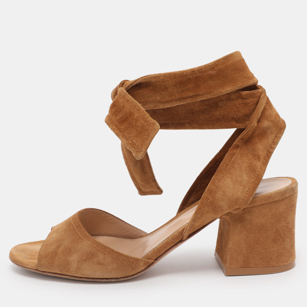 luxury-women-gianvito-rossi-used-shoes-p1225036-001.jpg Gianvito Rossi Brown Suede Ankle Wrap Sandals Size 38.5