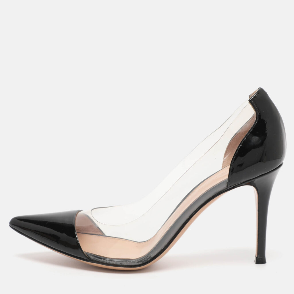 Gianvito Rossi Black Patent Leather and PVC Plexi Pumps Size 38