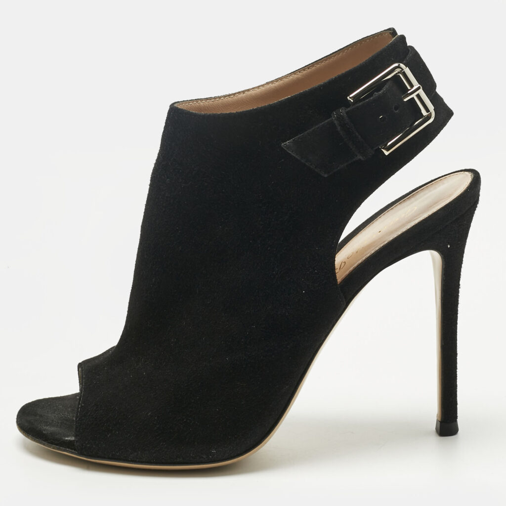 Gianvito Rossi Black Suede Open Toe Slingback Sandals Size 37 Gianvito Rossi Black Suede Open Toe Slingback Sandals Size 37