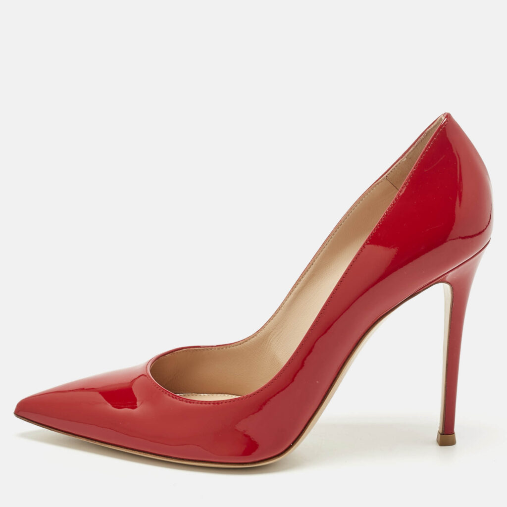Gianvito Rossi Red Patent Leather Gianvito Pointed Toe Pumps Size 40
