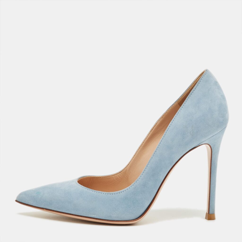 Gianvito Rossi Blue Suede Gianvito 85 Pumps Size 34