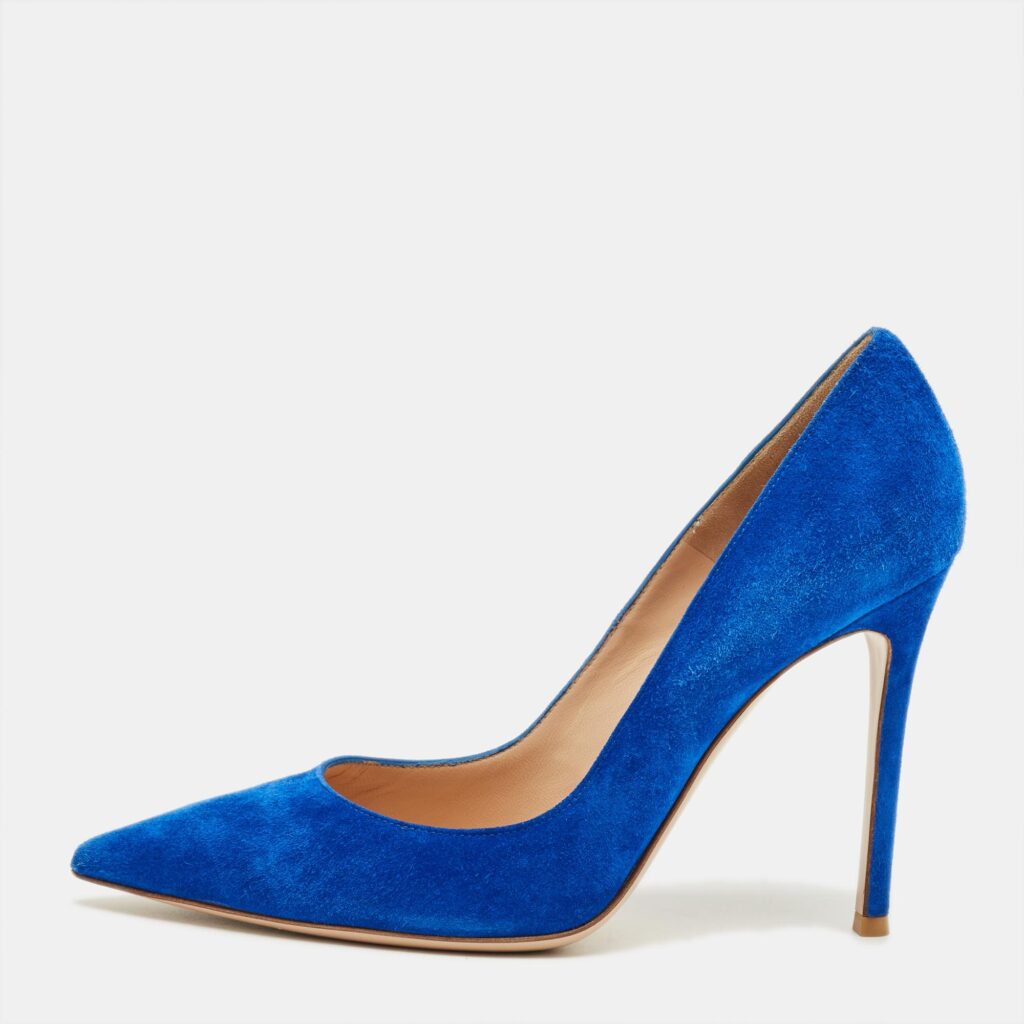 Gianvito Rossi Blue Suede Gianvito 105 Pumps Size 38.5