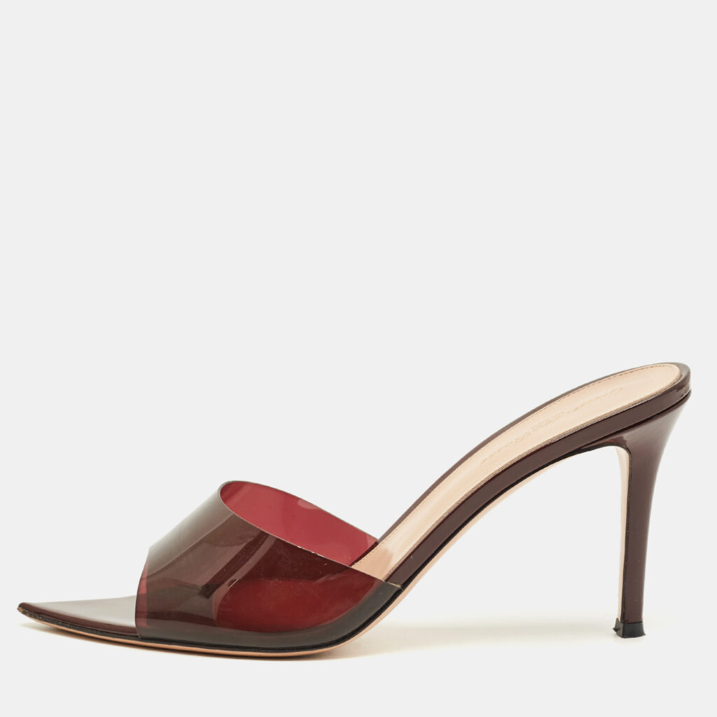 Gianvito Rossi Brown PVC Elle Slide Sandals Size 40 Gianvito Rossi Brown PVC Elle Slide Sandals Size 40