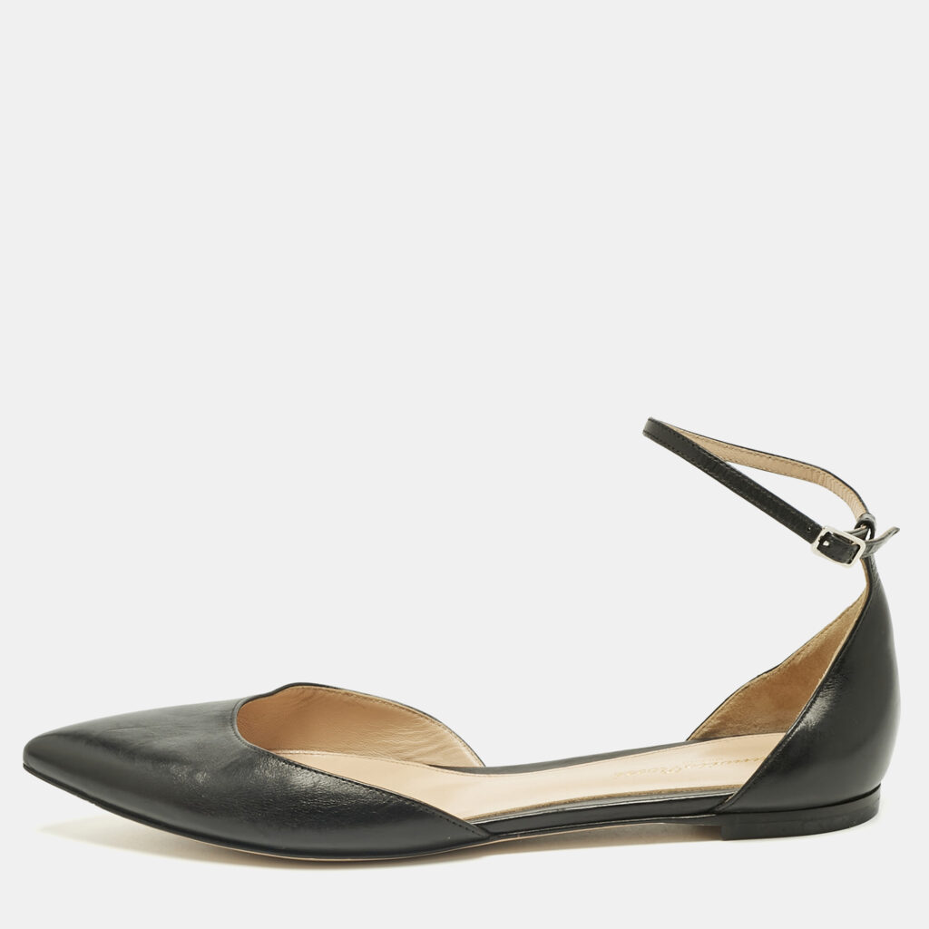 Gianvito Rossi Black Leather Gia Ankle Strap Ballet Flats Size 39 Gianvito Rossi Black Leather Gia Ankle Strap Ballet Flats Size 39