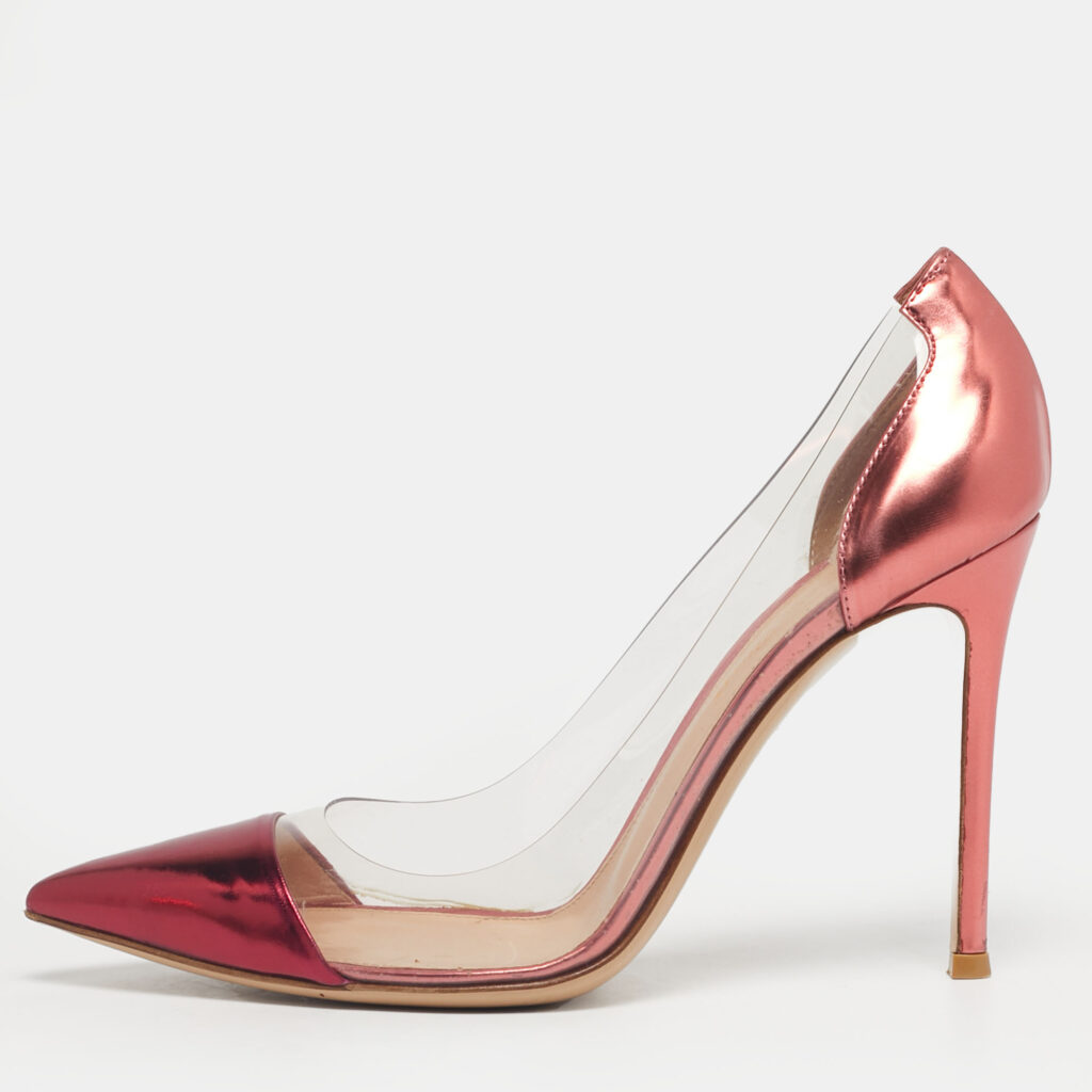 Gianvito Rossi Pink/Transparent Leather And PVC Plexi Pointed Toe Pumps Size 37.5 Gianvito Rossi Pink/Transparent Leather And PVC Plexi Pointed Toe Pumps Size 37.5