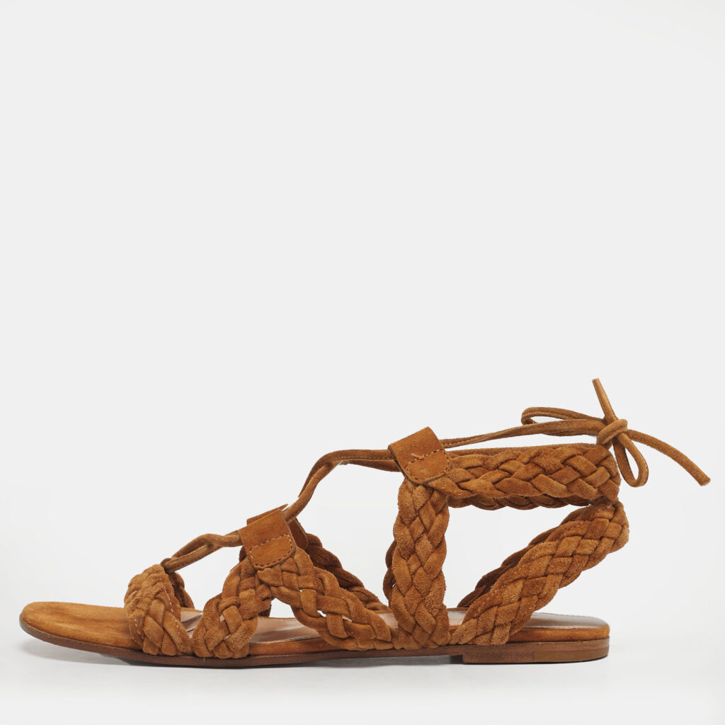 Gianvito Rossi Brown Ankle Tie Flat Sandals Size 35.5 Gianvito Rossi Brown Ankle Tie Flat Sandals Size 35.5