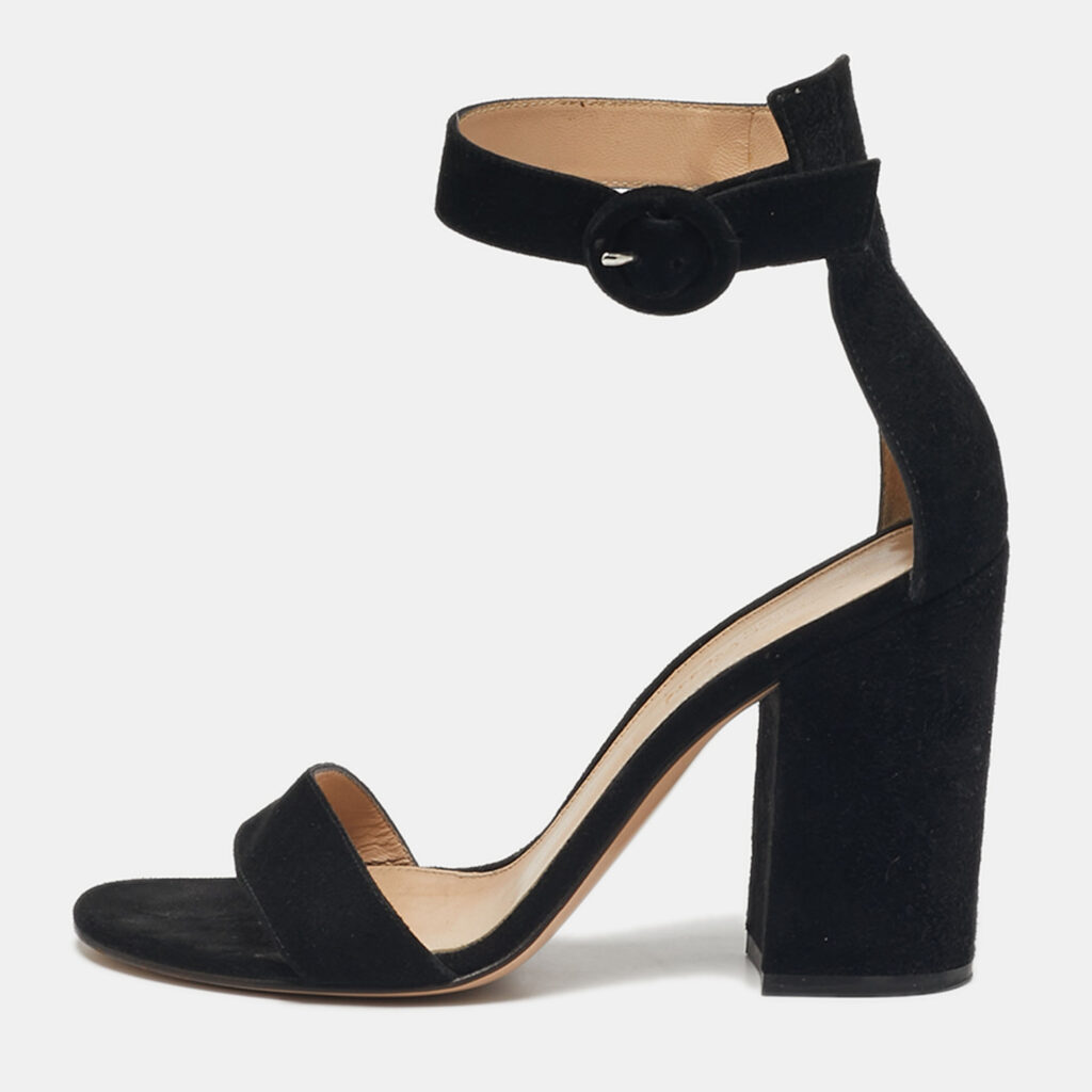 Gianvito Rossi Green Suede Portofino Block Heel Sandals Size 36 Gianvito Rossi Green Suede Portofino Block Heel Sandals Size 36