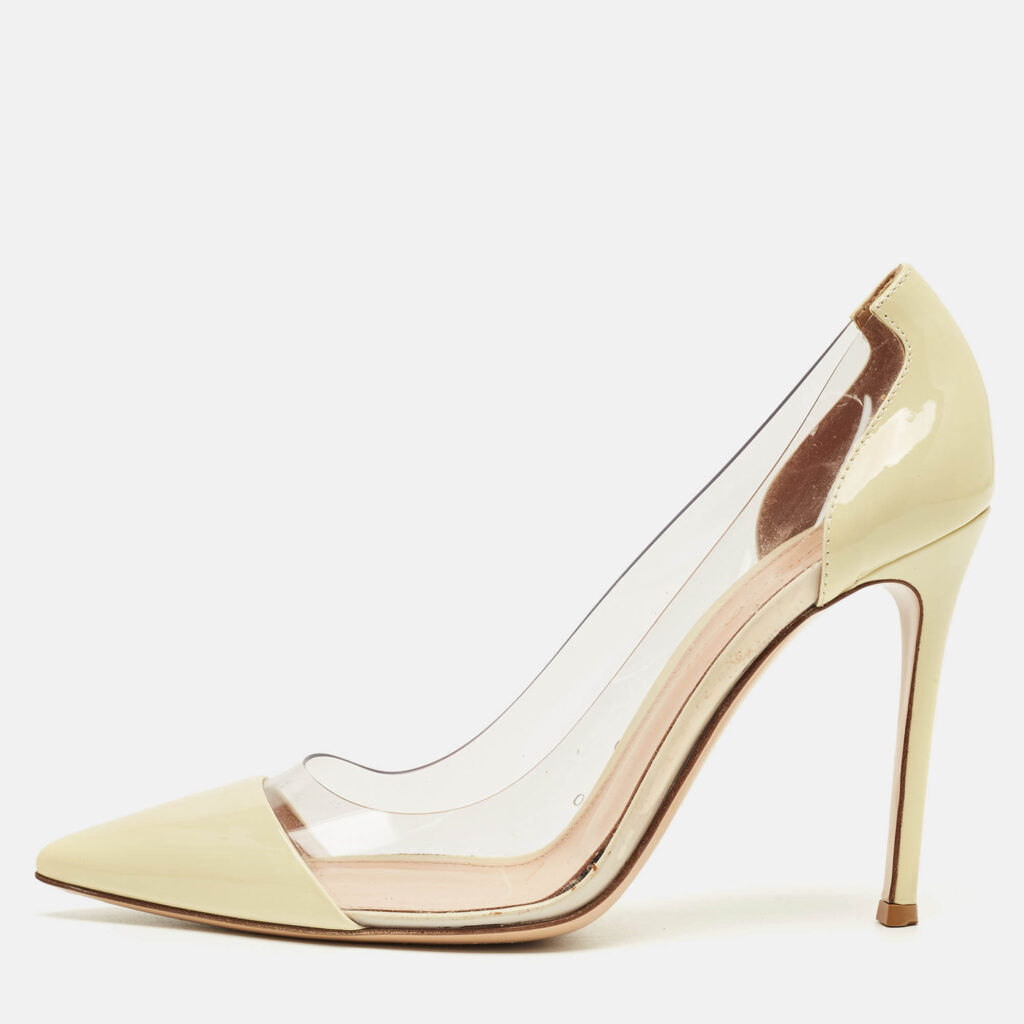 Gianvito Rossi Cream Patent Leather and PVC Plexi Pumps Size 37.5 Gianvito Rossi Cream Patent Leather and PVC Plexi Pumps Size 37.5