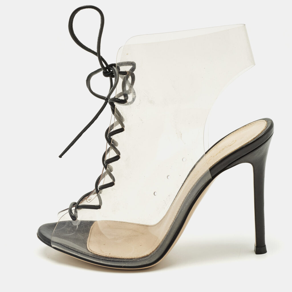 Gianvito Rossi Helmut Size 35.5 Transparent PVC Cut-out Ankle Length Boots