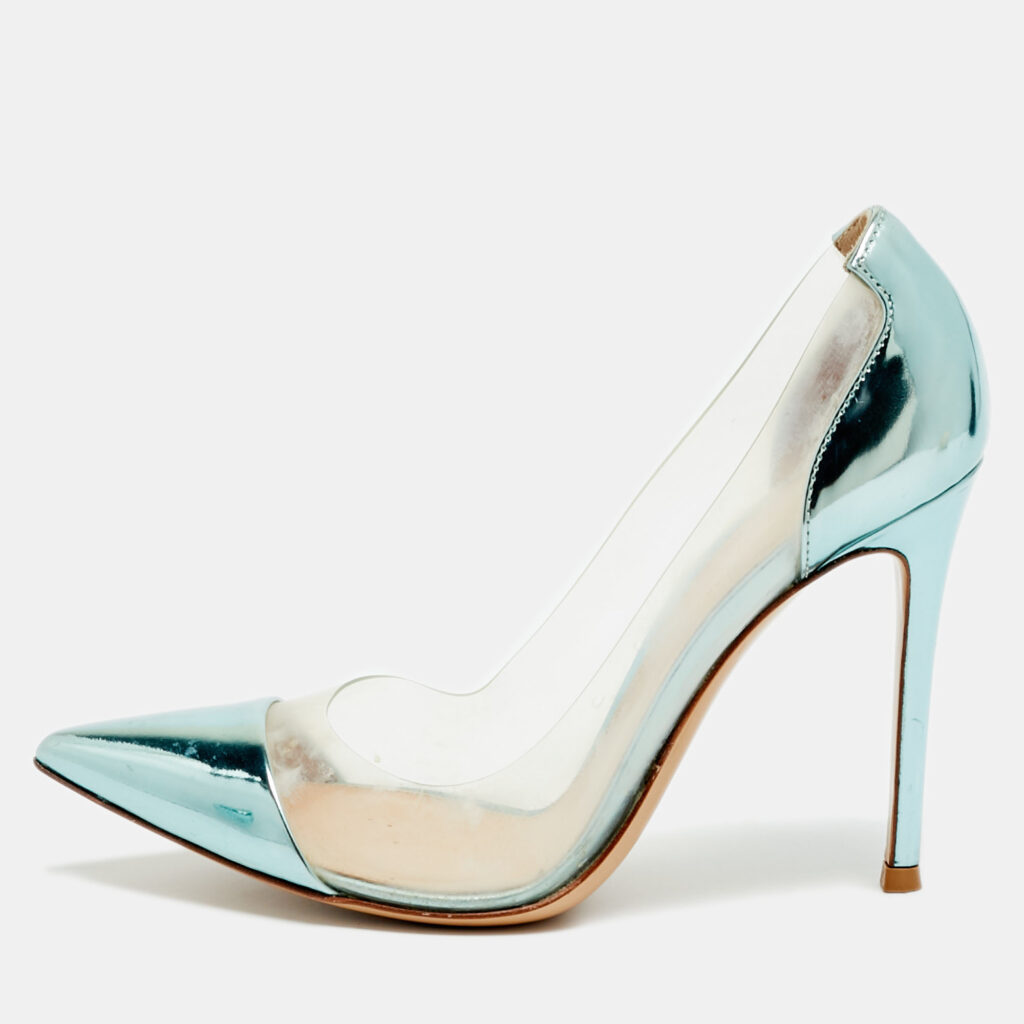 Gianvito Rossi Plexi Size 37.5 Green Patent Leather and PVC Pumps Gianvito Rossi Plexi Size 37.5 Green Patent Leather and PVC Pumps