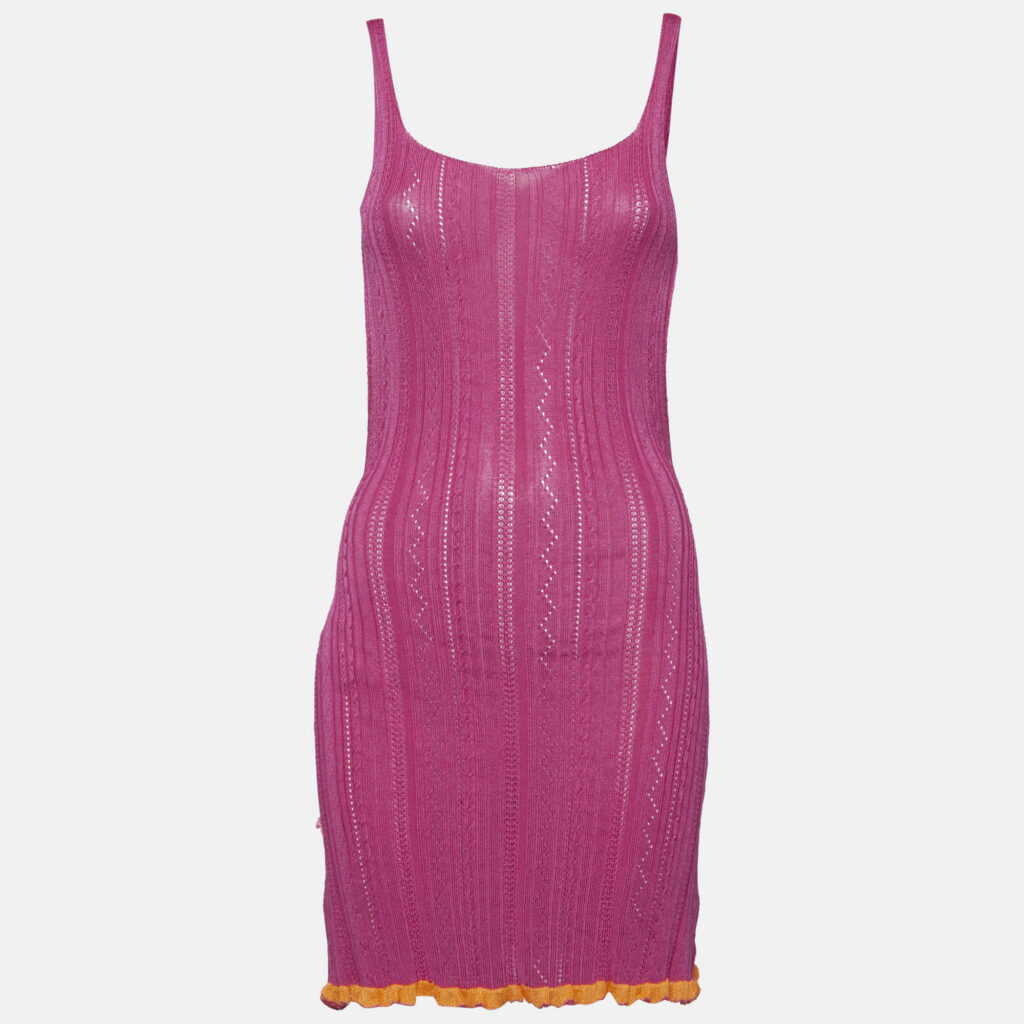 Gimaguas Pink Patterned Knit Sleeveless Mini Dress S Gimaguas Pink Patterned Knit Sleeveless Mini Dress S