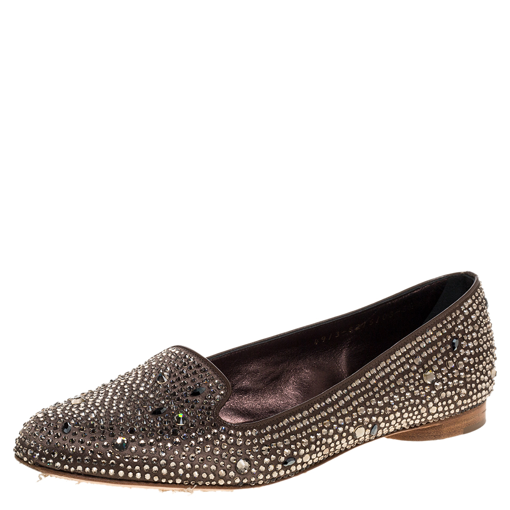 Gina Brown Crystal Embellished Satin Ballet Flats Size 38.5 Gina Brown Crystal Embellished Satin Ballet Flats Size 38.5