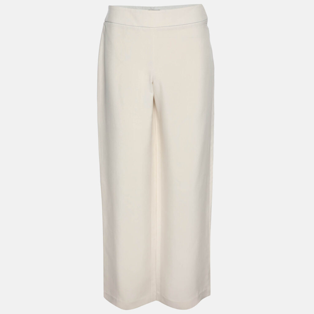 Giorgio Armani Beige Silk Shantung Classic Palazzo Pants M