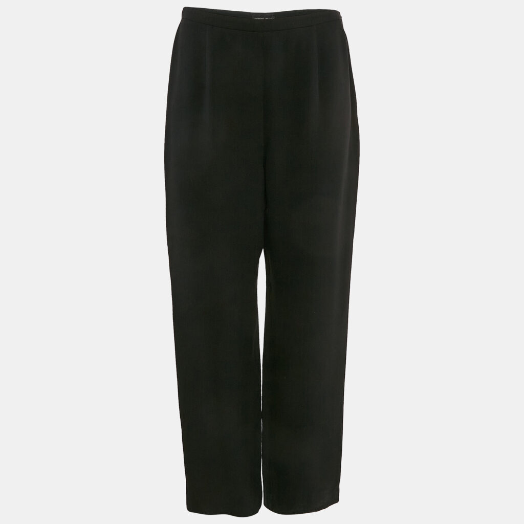 Giorgio Armani Black Silk Straight Leg Trousers M Giorgio Armani Black Silk Straight Leg Trousers M