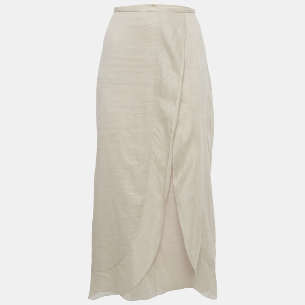 Giorgio Armani Light Pink Muslin Cotton Draped Maxi Skirt L Giorgio Armani Light Pink Muslin Cotton Draped Maxi Skirt L