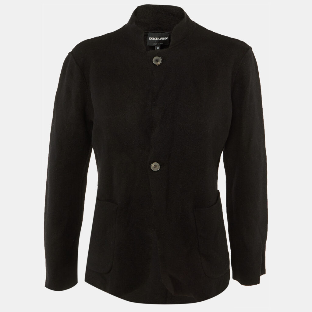 Giorgio Armani Black Wool Pocket Front Jacket XL